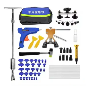 Super Car Dent Puller Paintless dent repair tools Car dent repair kit Body repair slide hammer Hot Glue Gun T-bar and Paintless Dent Removal Kit for Auto Dent, Hail Damage, Appliance Dent Puller
